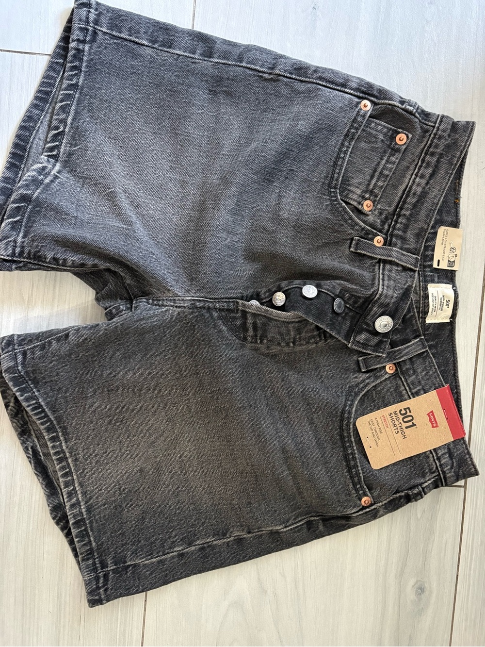 Levi's 501 Black Washed Denim Shorts